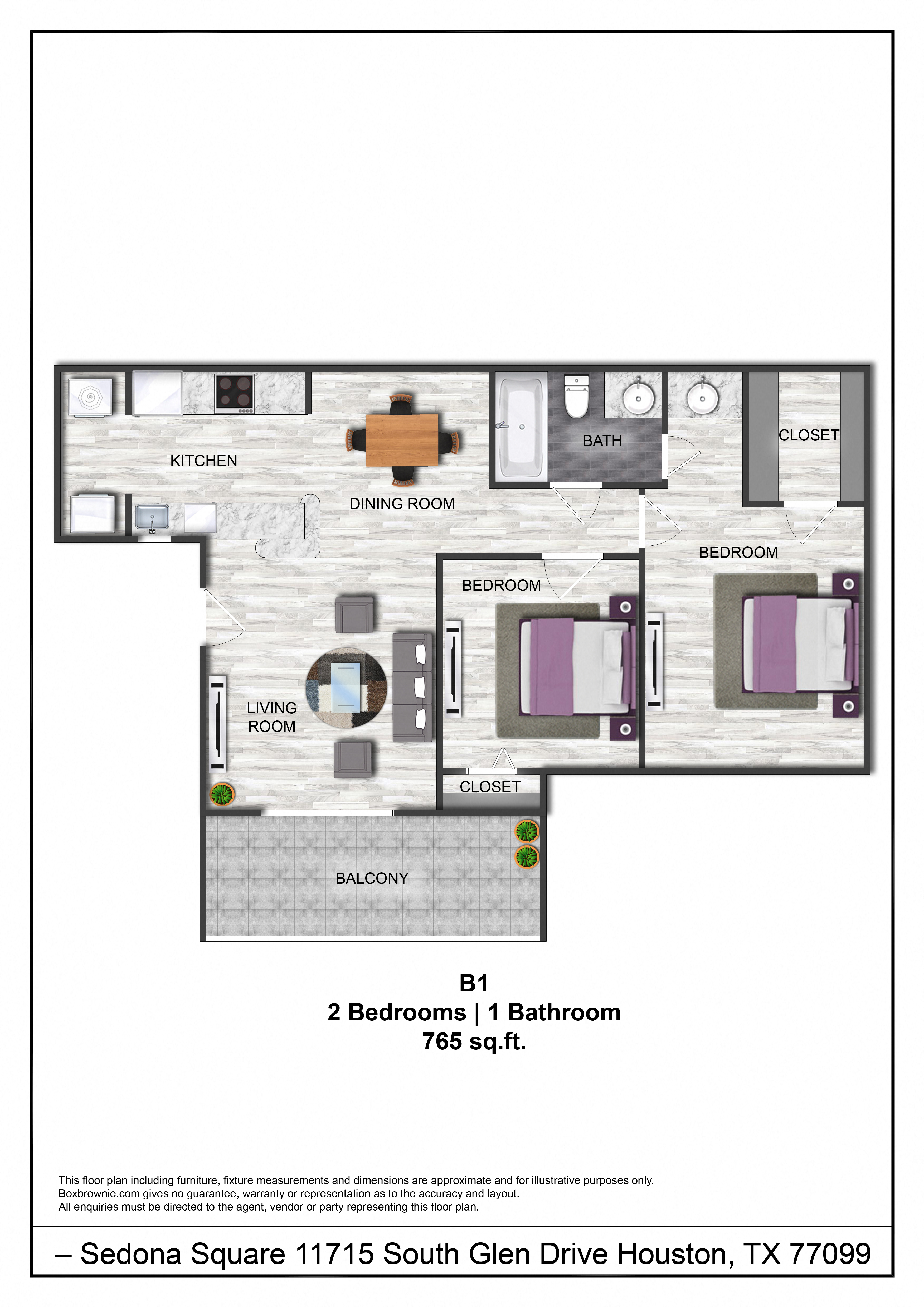2 bed 1 bath sedona square